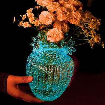 Internet Celebrity Domova Kvet Usporiadanie Váza Svetlo Luxusné Vázy Transparentné Vlna Úst Iny Vietor Svetelný Váza Creative