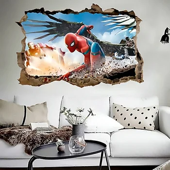 cartoon spiderman iron man stenu pre deti izby dekor 3d efekt dekoračné samolepky na stenu diy plagáty darček pvc nástenné art
