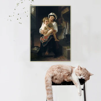 Citon William Adolphe Bouguereau《Mladá Matka Pozeraním sa na svoje Dieťa》Plátno olejomaľba Umelecké dielo, Obraz Domova Dekorácie interiéru