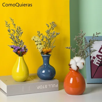 Farebné Glazúrované Keramické Vázy, Dekorácie Domov Stôl Malá Váza, Kvetinové Keramická Nádoba Nordic Obývacia Izba, Spálňa Decor Ozdoby