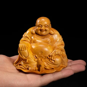 6/8 cm Mini Smiať Buddha Dreva Maitreya Malé Figúrky Dreva Sochu Zberu Smeje Buddha Sochu Budhu Domáce Dekorácie