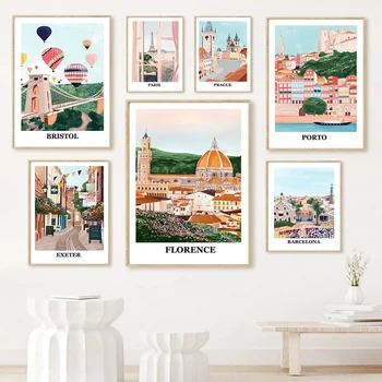 Francúzsko, Paríž, Barcelona, Amsterdam, Benátky New York Plátno Na Maľovanie Florencia Wall Art Cestovné Plagát Domova Spálne Dekorácie