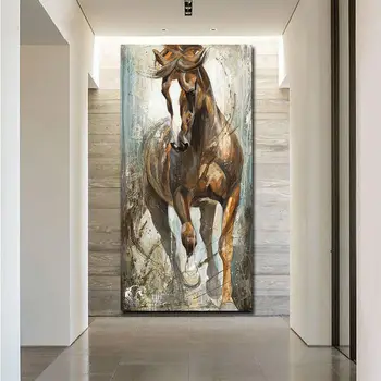 Moderné Vertikálne Plátno Kôň Maľovanie Cuadros Maľby na Steny Domova Plátno Plagáty Výtlačkov Obrázkov Umenie, fotografia bez rámu