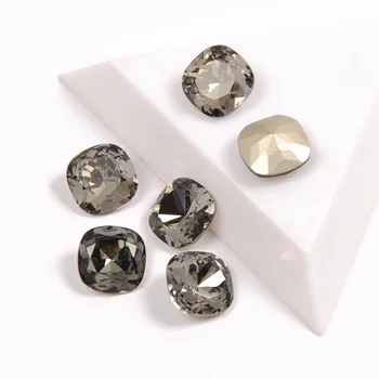 CTPA3bl K9 Lesk Sklenenými Kamienkami Vankúš Vystrihnúť Tvar Black Diamond Farba Nechtov Drahokamu 3D Šperky Čo Perličky na Nechty, Umelecké Skvosty