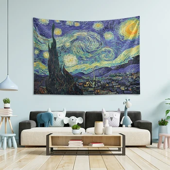 Van Gogh Slávnej Klasické, Hviezdna Noc Gobelín Obývacia Izba Dekorácie Na Stenu Koberec Visí Gobelín Deka Pozadí Handričkou Umenie