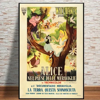 Walt Disney Alice in Wonderland Plagát Výtlačky Pre Deti Spálňa Cartooon Disneyland Princezná Vanvas Maľovanie na Stenu Umenie Domova