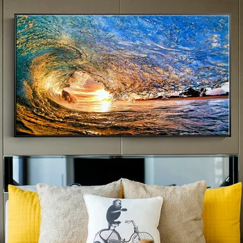 Surfovanie na Oceán, More, Vlny Farebné Sun Šport Surfer Plagát na Stenu Art Obraz na Plátne Vytlačený Umenie Obrazy pre Domáce Dekorácie