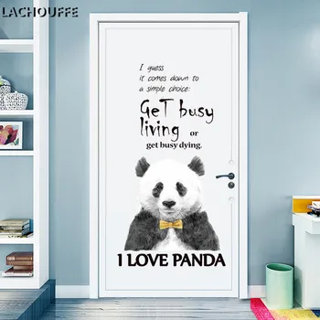  Kreatívne Roztomilý Maľovanie Panda Samolepky Na Stenu Pre Deti Miestnosti, Verandu, Spálne, Dvere, Nálepky Anglické Písmená Izba Dekor Art Design