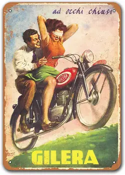 1949 Gilera Motocykle Starého Auta Tin Znamenie, Sisoso Vintage Kovové Plakety Plagát Garáž Muž Jaskyňa Retro Stenu Decor opasok 8x12 palec