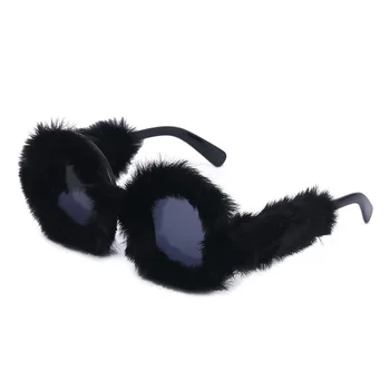 2022 Kolo Plyšové Slnečné Okuliare, Luxusné Značky Dizajnér Vintage Kardashan Nadrozmerné Punk Velvet Kožušiny Slnečné Okuliare Gafas De Sol