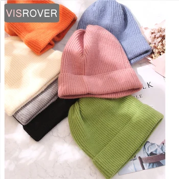 VISROVER 9 colorways nové Jeseň zima kapoty farbou akryl čiapky pre ženy cashmere unisex Teplé pletené klobúk wholesales