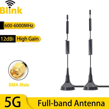 5G Full Band Anténa 12dBi GSM/3G/4G/5G Mobilnej Siete Signálu Zosilňovač, Booster Magnetické Základne SMA Samec na Wifi Router, Modem