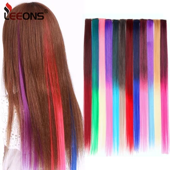 Syntetické Klip-na predlžovanie Vlasov Rovno 57Color Klip V Hairpiece Kader Na sponky do vlasov Pramene Vlasov Na sponky do vlasov Rainbow, Ružová, Modrá
