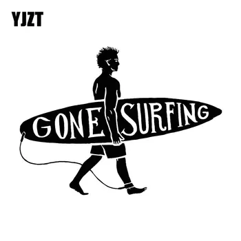 YJZT 16.7 CM*12.2 CM Surfovanie Chlap Surf Beach Surfer Módne Nálepky, Nálepky Auto Príslušenstvo Vinyl Black/Silver C31-0100