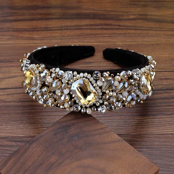 Ručné Elegantné Luxusné Šampanské Crystal Korálky Čelenky Drahokamu Headdress Diamante Hairbands Pre Ženy Kúzlo Vlasy, Šperky