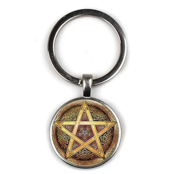 Móda Pasce Pentagram Keychain Magic Pagen Amulet Keyring Nadprirodzené Weika Diabol Kúzlo Prívesok Muž Žena Retro Darček Šperky