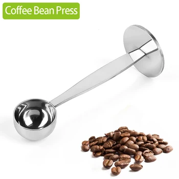Dva-V-Jednu Kávovú Lyžičku Dvojaký Účel Coffee Bean Lyžica Z Nerezovej Ocele Prach Stlačte Kávovar Príslušenstvo