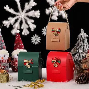 1/2 ks Prenosné Veselé Vianočné Darčekové Krabice Apple Box Cookie Cukrovinky, Čokoláda Balenie Cartoon Papierové Krabice 2023 Nový Rok Deti Darčeky
