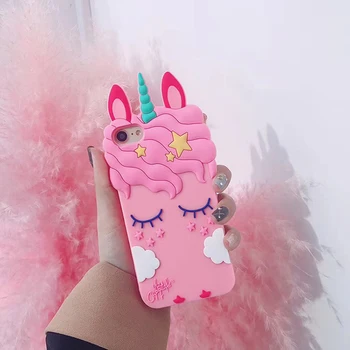 3D animovaný Ružový Jednorožec Mäkké Silikónové puzdro Pre iphone X 8 7 6 Plus 5S SE XS XR 11 12 Pro Max Roztomilý Kôň Prípade Gumy Bunny Kryt