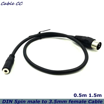 Najlepšiu kvalitu 50 cm 150 cm Din MIDI 5-pin Samec Samica 3,5 mm Konektor Stereo Jack Audio Kábel pre MP3/MP4 Prehrávače