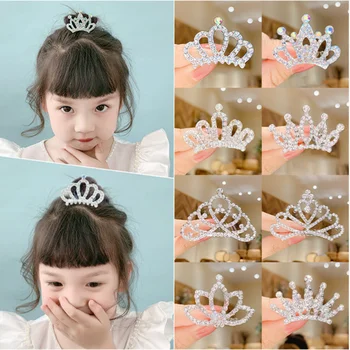 Deti Koruna pokrývku hlavy Dievčaťa kórejský Koruny Narodeniny Zobraziť Princezná Dieťa Drahokamu Špirála Vlásenky Vlasy Klip Vlasy, Šperky