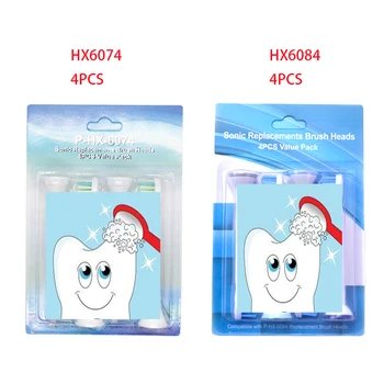 4PCS hx6074 a 4pcs hx6084 Dospelých Elektrické zubné kefky Náhradné Hlavy pre HX6982/HX9332/HX9382 Philps Elektrické zubné Kefky