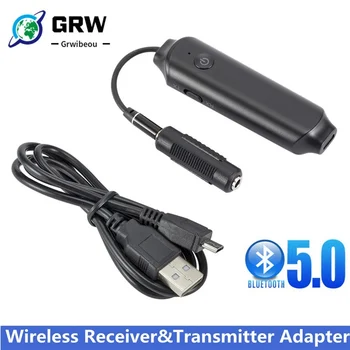 GRWIBEOU Bluetooth 5.0 Audio Adaptér Bezdrôtovej 2-V-1 Audio Prijímač a Vysielač Duálny Režim Prenosné Dvojité 3,5 mm Koniec Adaptéra