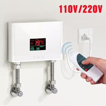 220V Okamžité Ohrievač Vody, Kúpeľňa Kuchyňa Stenu Ohrievač Vody LCD Zobrazenie Teploty s Diaľkovým ovládaním