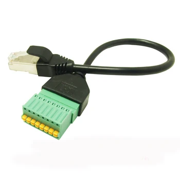 1pcs RJ45 Ethernet Muž Plug-8-Pin AV Terminálu Jar Solderless Blok Kábel Adaptéra 25 cm