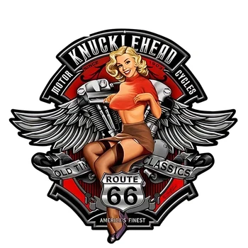 Vtipné 13cm X12.1cm 3D Sexy Girl Knucklehead Motocykle RT66 Pin Up Girl Nepremokavé Auto Okno Nárazníka Príslušenstvo, Auto Nálepky