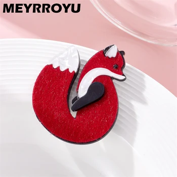 MEYRROYU Red Fox Brošne dámske Štýlové Akryl Materiálu Zvierat Kreatívne Nové Trendy Narodeninám Príslušenstvo na Tašky Oblečenie