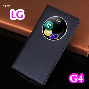 Flip Cover Kožené Telefón puzdro Pre LG G4 LGG4 G 4 H818 H815 H812 H811 H810 LS991 VS986 F500 Smart Zobrazenie Späť Prípade Kruhu Okno