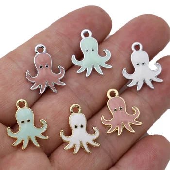 5 ks Smalt Zlatá Farba Octopus Prívesok Charms pre Šperky, Takže Náušnice, Náramok, Náhrdelník Príslušenstvo DIY Plavidlá 20x16mm