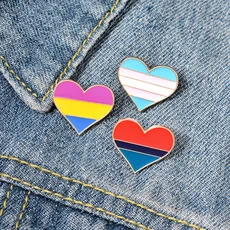 Hrdosti LGBT Gay Srdce Smalt Pin Farebné Vlajky Srdce Odznak Bisexuálne Pan Sexuálne Brošňa Klopě Pin Veľkoobchod Módne Šperky Darček