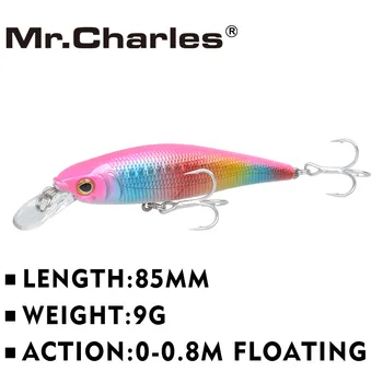 Pán Charles CMC020 Rybárske Lure 85mm/9g 0-0.8 m Plávajúce Super Potopenie Minnow Kľukou Pevného Návnadu Hot Model Nahodiť Návnadu 3D Oči