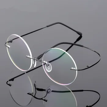 Steve Jobs Star Štýl Skladacia Ultra-light Pamäť Titán bez obrúčok Kolo Krátkozrakosť Okuliare Optické Okuliare, Rám Mužov Okuliare