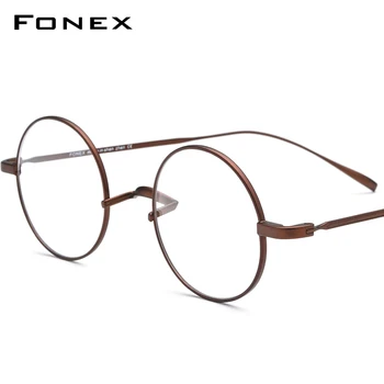 FONEX Titánové Okuliare, Rám Mužov Ultralight Kolo Krátkozrakosť, Optické Predpis Okuliare Rámy Ženy Retro Okuliare 9120