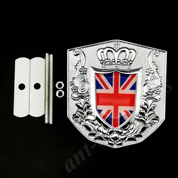 3D Kovové Úniu Jack britskej Vlajky Kráľovskej Koruny VIP Auto Prednej Mriežky, Znak, Odznak