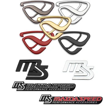 3D Kovové Auto Samolepky a Nálepky Pre MS Mazda Speed 2 3 5 6 CX-3 CX-7 Axela Atenza Logo Vzadu Kufor Tele Znak, Odznak Nálepky