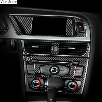 Pre Audi A4 B8, A5 Príslušenstvo Uhlíkových Vlákien Auto, Interiér Navigácia Klimatizácia CD Ovládací Panel LHD RHD Styling Nálepky
