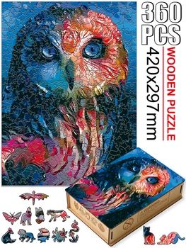 Nádherné Drevené Zvierat Skladačka Puzzle Farebné Eagle Owl Puzzle Hry Pre Dospelých, Deti Zaujímavé Papagáj Drevená Hračka Darček