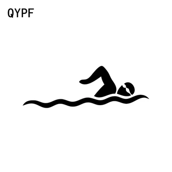 QYPF 14.5 cm*5 cm Osobnosti Potápanie Šport Vinyl Plávanie Auto Samolepky Black Silver S2-0534