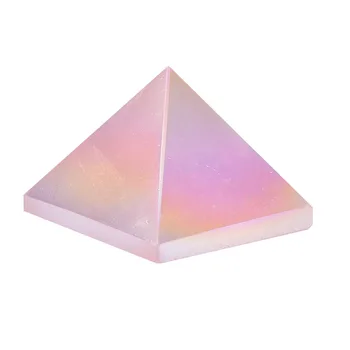 Prírodné Aura Rose Quartz Pyramídy Electroplate Quartz Liečivý Kameň Reiki Crystal Bod Veža Domova Remesiel Z Klenot Kameň