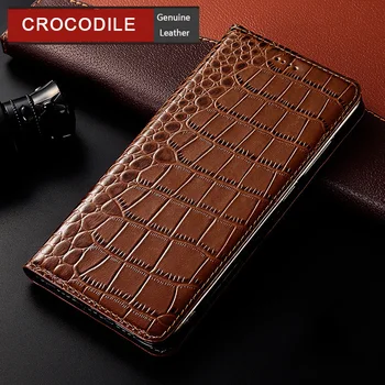 Krokodíl Originálne Kožené puzdro pre Xiao Mi 8 9 10 11 10 ton SE 9T A3 cc9 cc9e Pro Lite Luxusný Magnetická Flip Cover