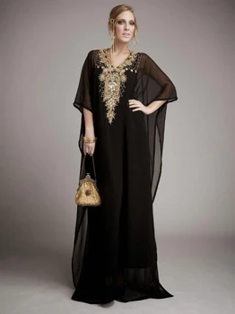 2021 Korálkové Moslimských Dlhé Večerné Šaty Dubaj Marocký Kaftan Šifón Šaty V Krku Formálne Šaty Večerné Party Šaty EV24