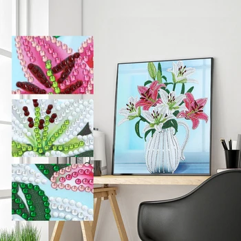 DIY Špeciálne Tvarované Diamond Maľovanie Kvetinové Vázy DIY 5D Čiastočné Vŕtať Cross Stitch Zostavy Crystal Drahokamu Domáce Dekorácie Darček