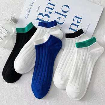 Mužov Ponožky 5 Párov Bavlnené Ponožky Jednoduché Tuhé Svetlo Úst Ponožky Zábavné Čln Blue Ponožky Módne Športové Ponožky Bežné Mužov Ponožky Nastaviť