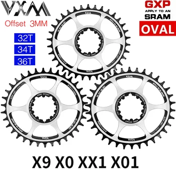 VXM Požičovňa Oválne Chainwheel Pre Boost DUB GXP 3 MM Offset Direct Mount X9 X0 XX1 X01 32T 34T 36T Úzky, Široký MTB Bike Prevodníku