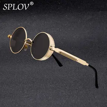 SPLOV Vintage Kolo Polarizované slnečné Okuliare Retro Steampunk Slnečné Okuliare pre Mužov, Ženy, Malý Kovový Kruh Jazdy Okuliare UV400