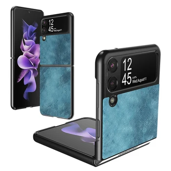 Puzdro pre Samsung Galaxy Z Flip 3 5G pravej Kože Luxusné Kryt Telefónu Shockproof Ochranné Fundas Z. Flip 3